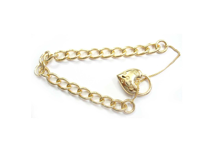 Gold Plated Heart Charm Chain Bracelet